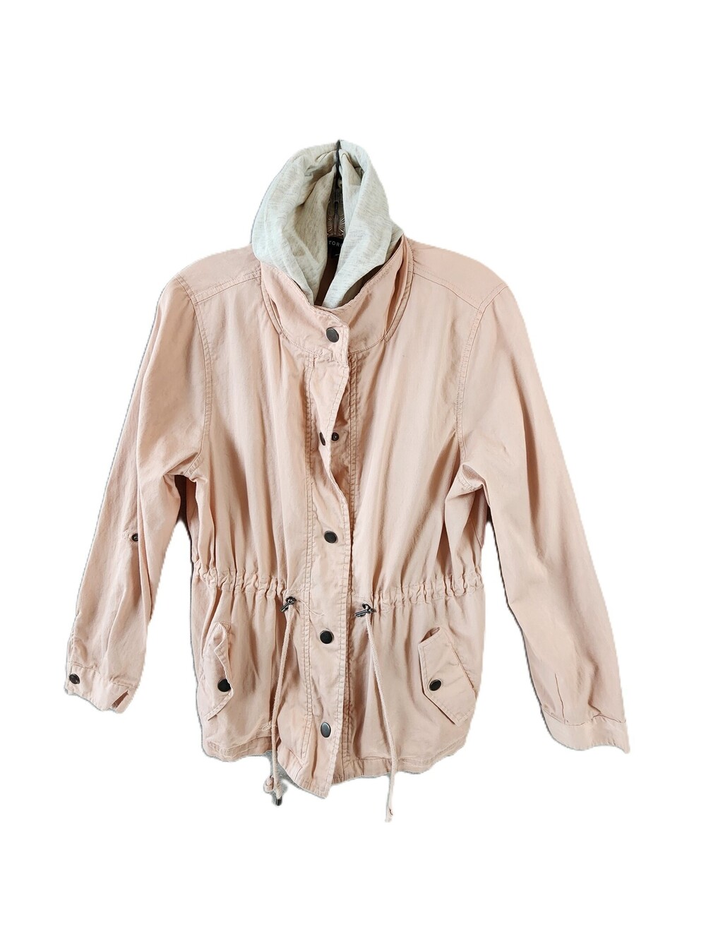 Torrid Anorak Jacket Women Size 00/US 10 Pink Zip Hooded Drawstring Coat
